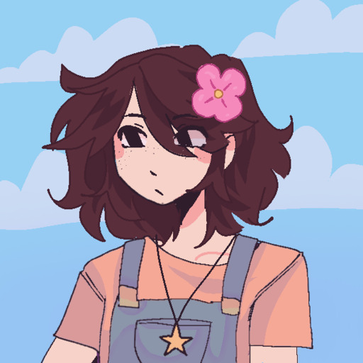 My picrew avatar, a brown-haired, light-skinned, feminine-presenting person